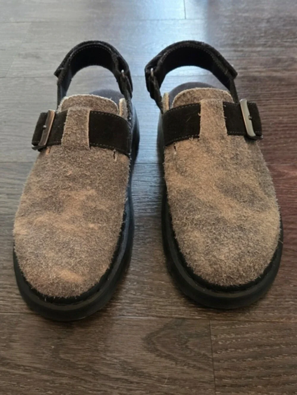 Dr. Martens Jorge II Hairy Suede Slingback Mule Gray/bBlack Sandals Size M8 L9